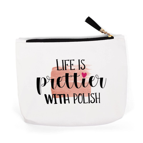 Nail Tech Gifts for Women, Nail Artist Gift Beautician Gift Nail Tech Charm Manicurist Gift Manicurist Graduation Gift Nail Technician Christmas Birthday Gifts, Life is Prettier with Polish Makeup Bag