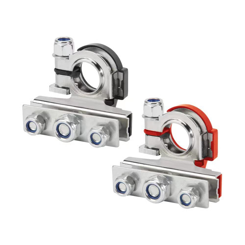 Universal 2pcs 12V Automotive Top Post Car 3 Way Battery Wire Cable Terminals Clamp Connectors,Negative with Protective Cover,Copper Plate with 3 Bolt for Car,Boat,Van