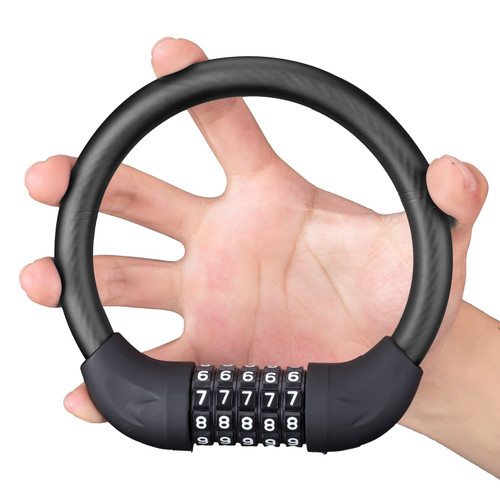 ROCKBROS Bike Lock Cable 5 Digit Combination Bike Cable Lock Anti-Theft Lightweight & Small Bike Lock Black