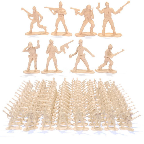 4.5cm Plastic Army Men Action Figures, Army Men Toy Set Military Soldiers, Pack of 100, Khaki