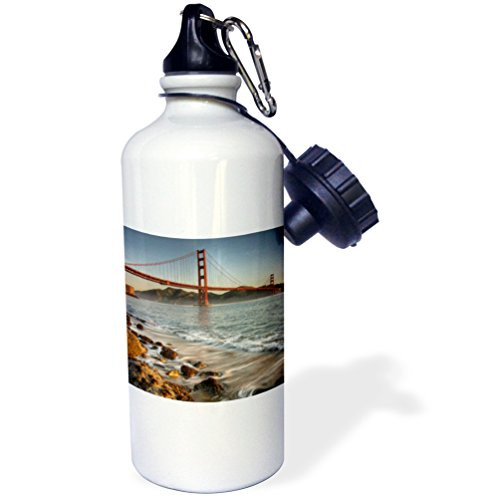 3dRose wb_88389_1"California, San Francisco, Golden Gate Bridge US05 DSV0001 David Svilar" Sports Water Bottle, 21 oz, White