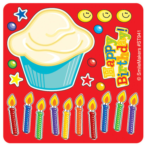 SmileMakers Make Your Own Happy Birthday Cupcake Stickers - Prizes and Giveaways - 100 per Pack