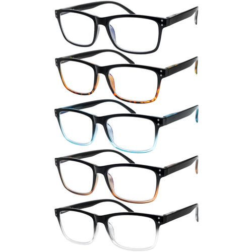 SIGVAN Reading Glasses 5 Pack Blue Light Blocking Anti Eyestrain Lightweight Fashion Computer Readers for Men Women (5 Mix-1, 4.0)