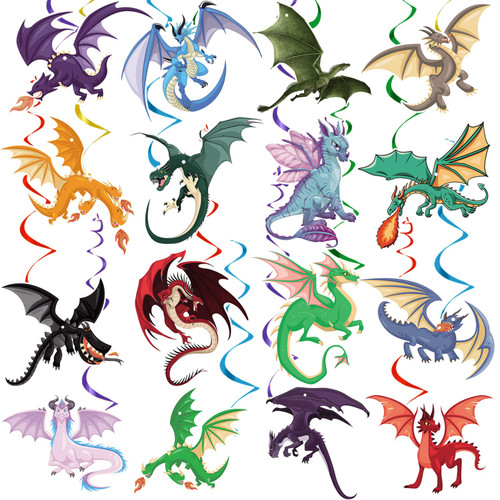 32 Pcs Dragon Party Decorations, Dragon Hanging Swirl, Large Size & Double-Sided Printed, Dragon Birthday Party Supplies, Dragon Theme Birthday Decorations for Wall Door Window Ceiling (16 Styles) 32 Pcs Dragon Party Decorations, Dragon Hanging Swirl, Large Size & Double-Sided Printed, Dragon Birthday Party Supplies, Dragon Theme Birthday Decorations for Wall Door Window Ceiling (16 Styles)