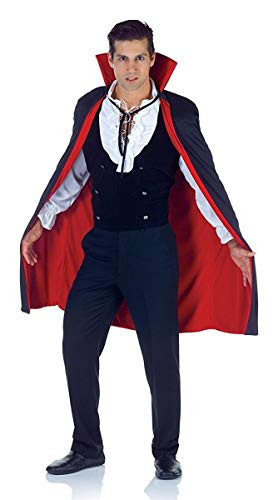 Underwraps Men's 38 Inch Vampire Cape, Black/Red, One Size