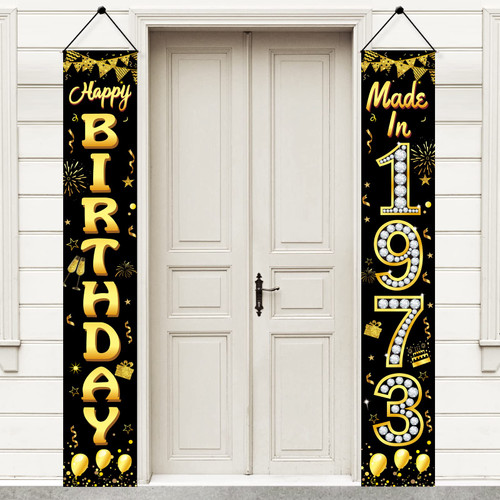 50th Birthday Decorations Made in 1973 Door Banner for Men Women, Black Gold Happy 50th Birthday Porch Sign Party Supplies, Fifty Year Old Birthday Backdrop for Outdoor Indoor 50th Birthday Decorations Made in 1973 Door Banner for Men Women, Black Gold Happy 50th Birthday Porch Sign Party Supplies, Fifty Year Old Birthday Backdrop for Outdoor Indoor