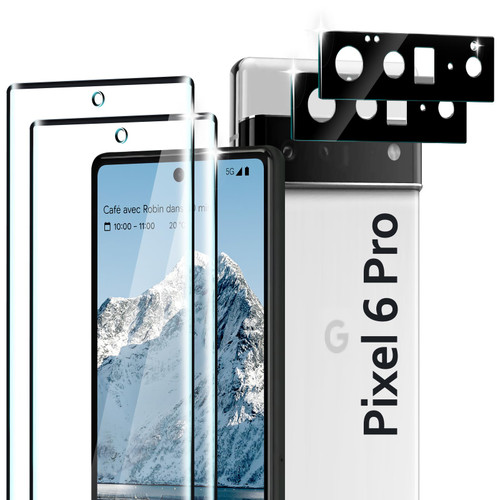 [2+2 Pack] Pixel 6 Pro Screen Protector with Camera Lens Protector, 3D Curved, Ultrasonic Fingerprint Support, 9H Hardness HD Clear Anti - Scratch for Google Pixel 6 Pro 5G Screen Protector