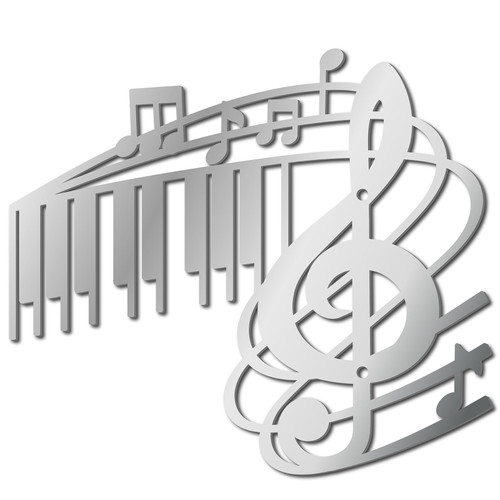 CREATCABIN Metal Wall Art Music Notes Decor Musical Note Wall Hanging Plaques Ornament Iron Wall Art Sculpture Sign for Indoor Outdoor Home Balcony Garden Office Decoration Gift Platinum 8x7.1Inch