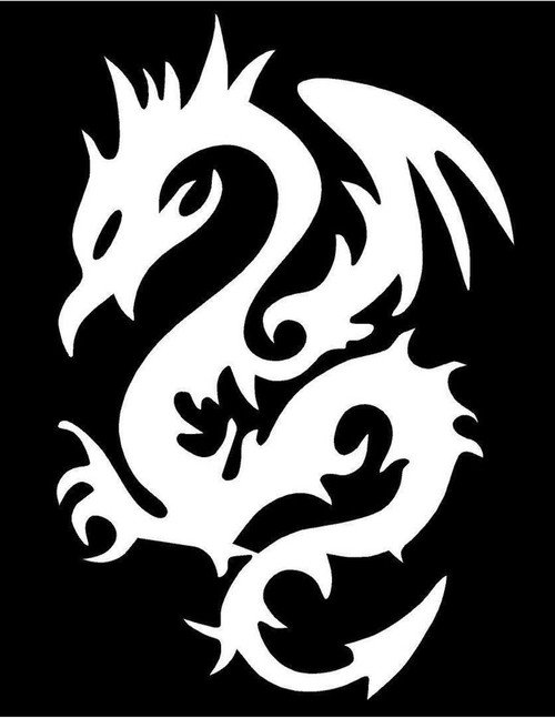 Just For Fun White - 6.25" Dragon #2 face Left Vinyl Die Cut Decal Bumper Sticker, Windows, Cars, Trucks, laptops, etc