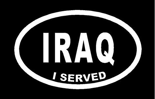 Just For Fun White - 6.25 x 4 Iraq I Served Euro Vinyl Die Cut Decal Bumper Sticker, Windows, Cars, Trucks, laptops, etc