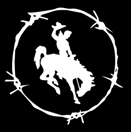 Just For Fun 5.5 x 5.5 Bronc Rider in Barb Wire Vinyl Decal Rodeo Country Bumper Sticker, Windows, Cars, Trucks, laptops, etc