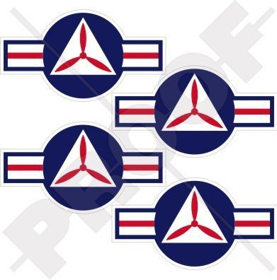 CIVIL AIR PATROL Aircraft Roundel CAP US AirForce Auxiliary USAF USA United States of America. American 2.8" (70mm) Vinyl Stickers, Decals x4