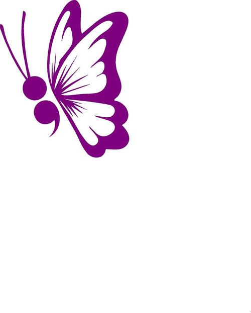 Just For Fun 6 x 5 Butterfly Semicolon Life Hope Vinyl Die Cut Decal Bumper Sticker, Windows, Cars, Trucks, laptops, etc