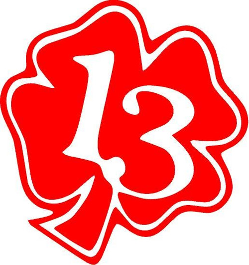 Just For Fun 5.5 x 5.25 Lucky 13 Clover Vinyl Decal Bumper Sticker, Windows, Cars, Trucks, laptops, etc