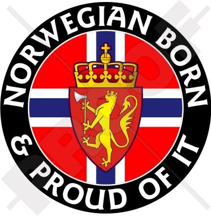 NORWAY Norwegian Born & Proud Norge 100mm (4") Vinyl Bumper Sticker, Decal