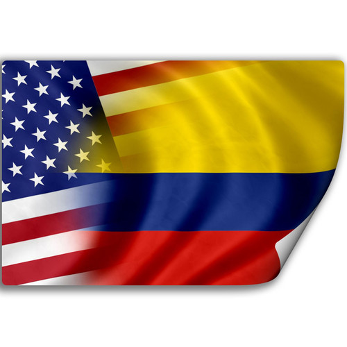 Sticker (Decal) with Flag of Colombia and USA (Colombian)