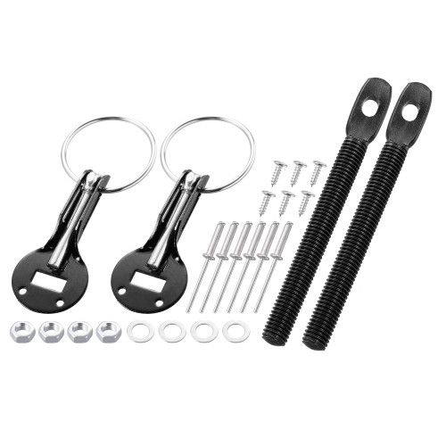 X AUTOHAUX Universal Hood Pin Kit for Car Auto Modified Bonnet Hood Lock Latch Catch Pin Key Locking Black
