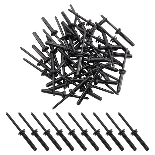 INFUNLY 60pcs Tri-Grip Rivets, 3/16" Tri-Fold Rivets Black Aluminum Blind Rivets Tri-Bulb Mounting Rivet with Waterproof O Rings for Kayak Canoe Boat Accessories