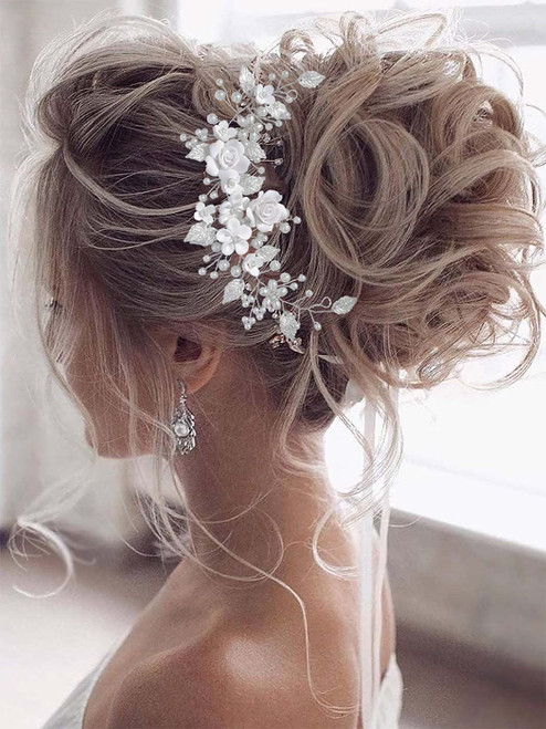 Unicra Flower Bride Wedding Hair Vine Pearl Bridal Hair Piece Leaf Hair Accessories Rhinestone Headband for Women and Girls (9inches) (Silver) Unicra Flower Bride Wedding Hair Vine Pearl Bridal Hair Piece Leaf Hair Accessories Rhinestone Headband for Women and Girls (9inches) (Silver)