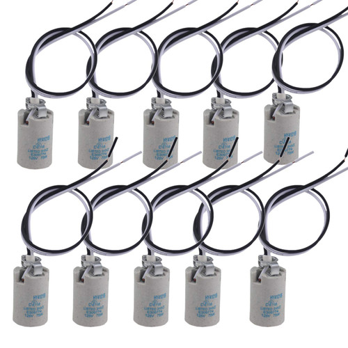 Rextin 10pcs Ceramic Standard Medimun Screw Base Socket E14 Bulb Holders With Wire for Hot Halogen Bulb (E14 B 10pcs)