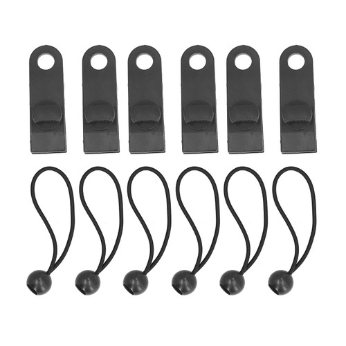 6Pcs Tarp Clips and Ball Bungee Cords, Awning Fasteners Clamps Stretch Rope with Ball for Wind Rope Awning for Car Cover Pool Cover Outdoor Camping Canopies Tarps Cargo Tent, 6Pcs Tarp Clips and