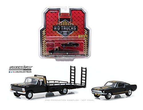 Greenlight HD TRucks 1968 FORD F-350 RAMP TRUCK WITH 1966 SHELBY MUSTANG Black 33130-A 1/64 Scale Greenlight HD TRucks 1968 FORD F-350 RAMP TRUCK WITH 1966 SHELBY MUSTANG Black 33130-A 1/64 Scale