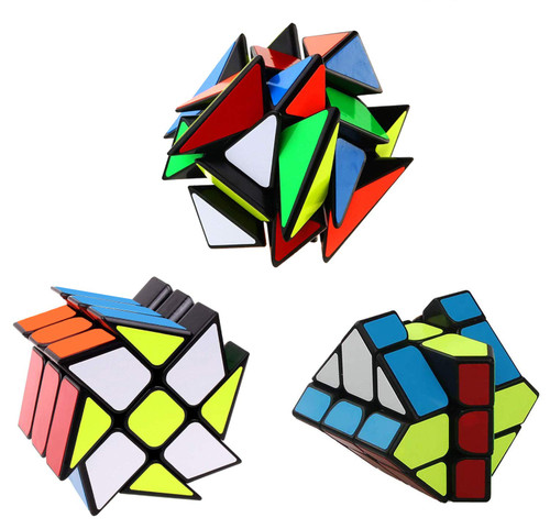 Speed Cube Set Ahyuan 3 Pack Magic Speed Cube Bundle 3x3x3 YJ Windmill Cube Yongjun Axis V2 Cube YJ Fisher Cube 3x3 Sturdy and Smooth Speed Cube Puzzles Toy