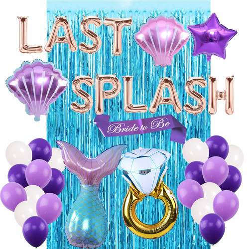 Last Splash Bachelorette Party Decorations, Mermaid Bachelorette Party Decorations, Mermaid Bridal Shower Decorations, Last Splash Bride to Be Sash Banner Balloons, Mermaid Bachelorette Party Supplies