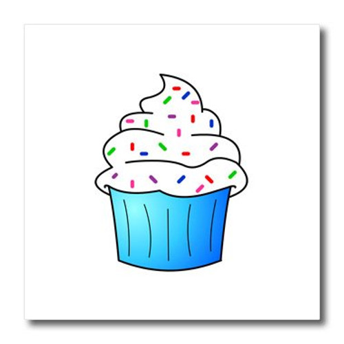 3dRose ht_43139_1 Yummy Blue Cupcake Cartoon White Frosting with Sprinkles-Iron on Heat Transfer for White Material, 8 by 8-Inch 3dRose ht_43139_1 Yummy Blue Cupcake Cartoon White Frosting with Sprinkles-Iron on Heat Transfer for White Material, 8 by 8-Inch