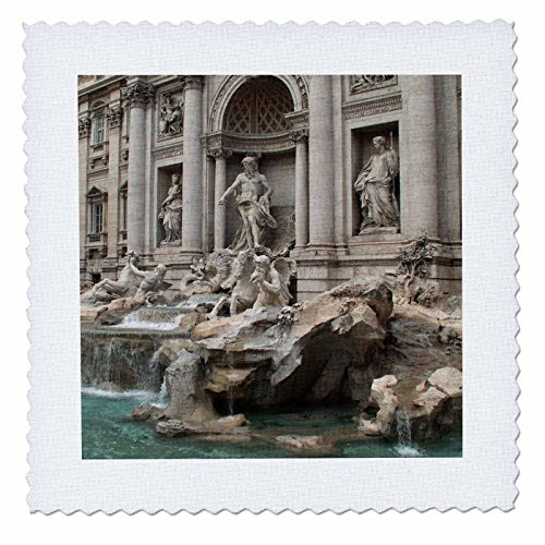 3dRose qs_47792_1 Trevi Fountain in Rome, Italy Places to Travel Quilt Square, 10 by 10-Inch