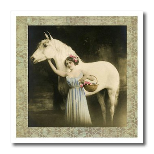 3dRose ht_37296_1 Vintage Photo Girl and Horse-Iron on Heat Transfer for White Material, 8 by 8-Inch 3dRose ht_37296_1 Vintage Photo Girl and Horse-Iron on Heat Transfer for White Material, 8 by 8-Inch