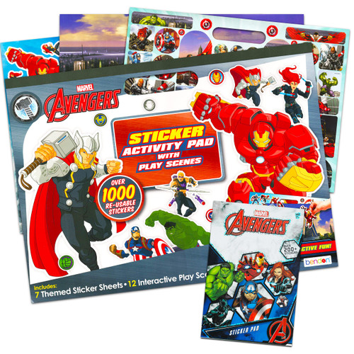 Marvel Avengers Sticker Pads for Boys Kids ~ 2 Pack Giant Avengers Create a Scene Sticker Book with Over 1000 Stickers Plus Bonus Avengers Stickers (Marvel Avengers Party Supplies)