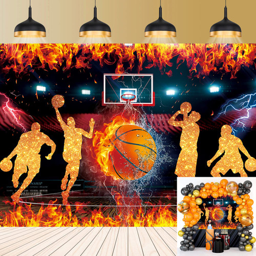 Basketball Theme Backdrop for Photography 7x5FT Star Slam Dunk Basketball Sports Background for Boys Basketball Happy Birthday Party Decorations Supplies