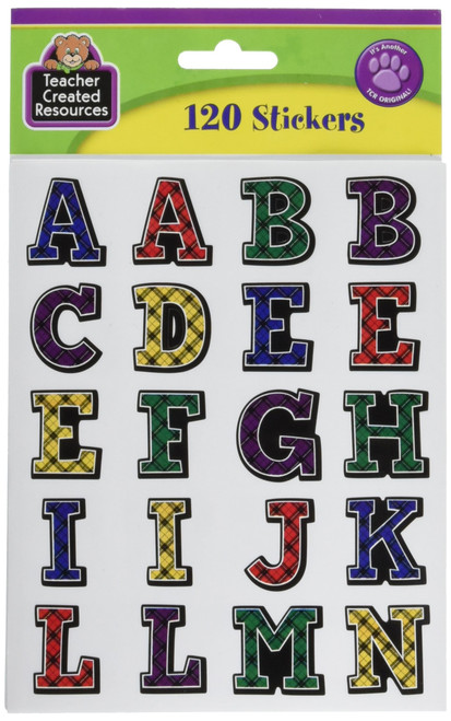 Teacher Created Resources Plaid Alphabet Stickers (5702)