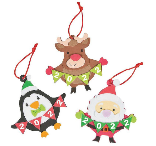 Fun Express Dated Christmas Character Ornament Craft Kit -Makes 12 - Holiday Crafts for Kids
