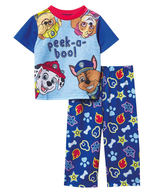 Nickelodeon Boys' Little Paw Patrol | Baby Shark 2-Piece Loose-Fit Pajamas Set, Peekaboo 2, 2T