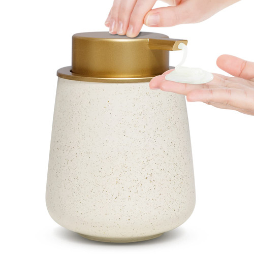 Lotion Soap Dispenser - 12 Oz Ceramic Soap Dispenser with Pump, Hand Dish Soap Dispenser for Bathroom & Kitchen, Refillable Llquid Dispenser