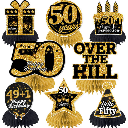 8Pcs Over The Hill Party Supplies 50th Honeycomb Centerpieces?50th Birthday Decorations Men Table Decorations, Over The Hill Birthday Decorations 50th Birthday Centerpieces for Tables