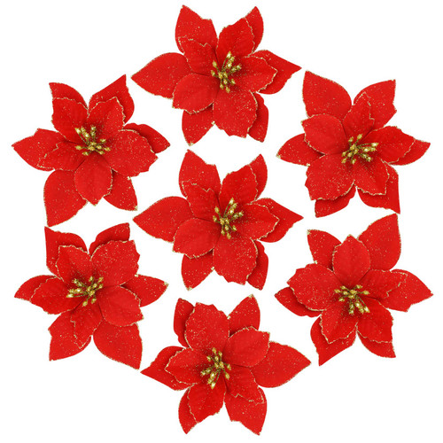 Nydotd 36pcs Glitter Poinsettia Christmas Tree Ornament, Artificial Poinsettia Flowers Decorative Artificial Flowers for Christmas Tree Wedding Decorations Xmas Tree Wreaths (Red) Nydotd 36pcs Glitter Poinsettia Christmas Tree Ornament, Artificial Poinsettia Flowers Decorative Artificial Flowers for Christmas Tree Wedding Decorations Xmas Tree Wreaths (Red)