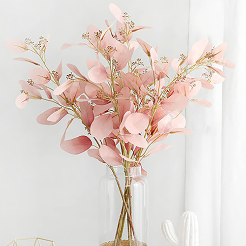 4pcs Faux Eucalyptus Branches Pink Flower Artificial Eucalyptus Seeds Long Stem Eucalyptus for Vase Filling Home Decoration Wedding Party Arrangement
