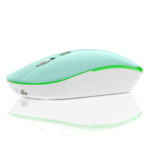 Wireless Mouse, Rechargable 2.4G Optical Computer Mice Long Battery Life with USB Receiver and Type-C Adapter, Silent Ergonomic Cordless Mouse for PC, Laptop, Desktop, Chromebook, Windows (Mint Green)