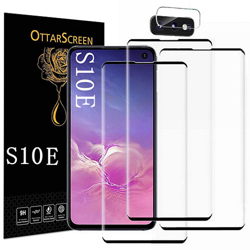 OttarScreen Galaxy S10e Screen Protector, 3 Pack Tempered Glass Screen Protector, 1 Pack Camera Lens Protector, Compatible Fingerprint, Easy Installation, 3D Glass 9H Hardness Tempered Glass Screen Protector for Samsung Galaxy S10e?3+1 Pack?