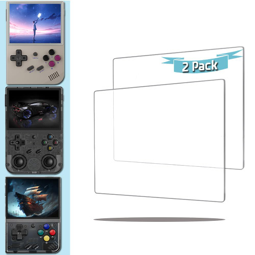 2pcs Tempered Glass 3.5inch Screen Protector Crystal Clear Protective Film for Anbernic RG35xx RG353VS Miyoo Mini Plus Handheld Game Console