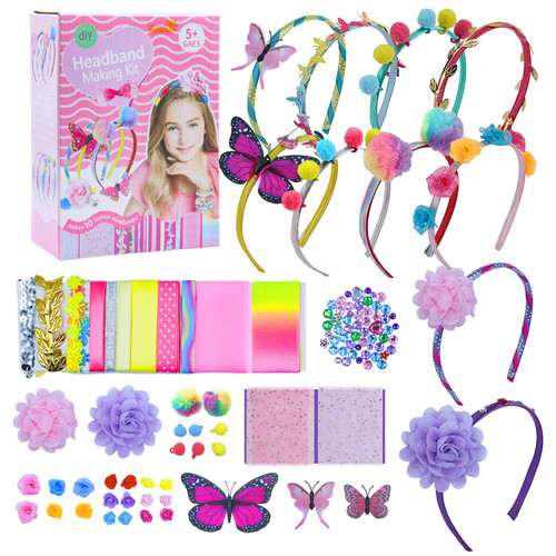Humerry DIY Headband Making Kit for Girls, Hair Accessories for Girls Ages 5-12, Make Your Own Fashion Headbands for Kids, Birthday Arts and Crafts Gifts for 5 Year Old Girls