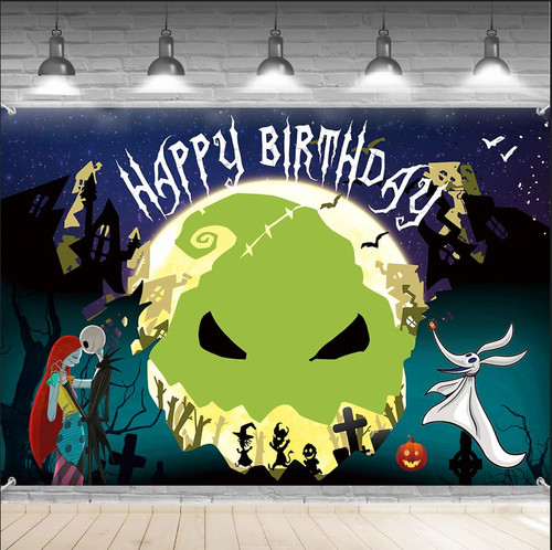Nightmare Before Christmas Birthday Decorations Party Halloween Birthday Banner Inch Jack Sally Decorations Halloween Birthday Backdrop Large Nightmare Christmas Birthday Banner for Halloween Party