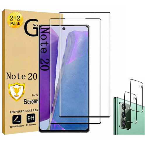 Micger Galaxy Note 20 Screen Protector, 2 Pack Tempered Glass Screen Protector, 2 Pack Camera Lens Protector, Compatible Fingerprint, 3D Glass 9H Hardness Tempered Glass Screen Protector for Samsung Galaxy Note 20 5g?2+2 Pack?