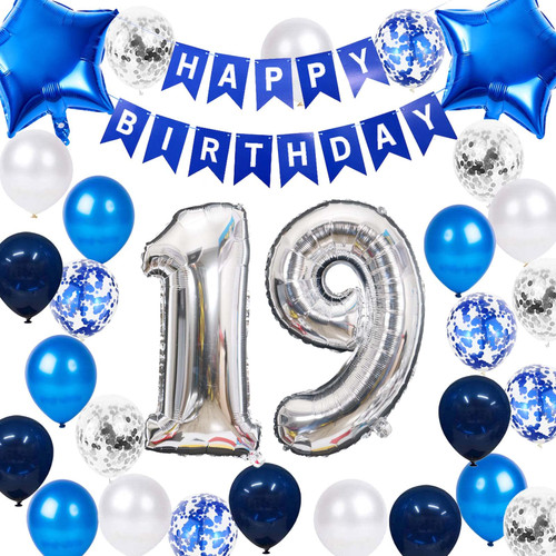 19th Birthday Party Decoration for Boys, Happy Birthday Banner Blue Number 19 Birthday Balloons 19th Birthday Latex Confetti Balloon for Boys Him Son 19 Years Old Birthday Decoration Supplies(19th) 19th Birthday Party Decoration for Boys, Happy Birthday Banner Blue Number 19 Birthday Balloons 19th Birthday Latex Confetti Balloon for Boys Him Son 19 Years Old Birthday Decoration Supplies(19th)