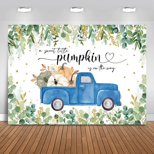 Mocsicka Little Pumpkin Baby Shower Backdrop Blue Pumpkin Truck Baby Boy Background Greenery Autumn Fall Baby Shower Party Decorations Banner Photo Studio Props (7x5ft) Mocsicka Little Pumpkin Baby Shower Backdrop Blue Pumpkin Truck Baby Boy Background Greenery Autumn Fall Baby Shower Party Decorations Banner Photo Studio Props (7x5ft)