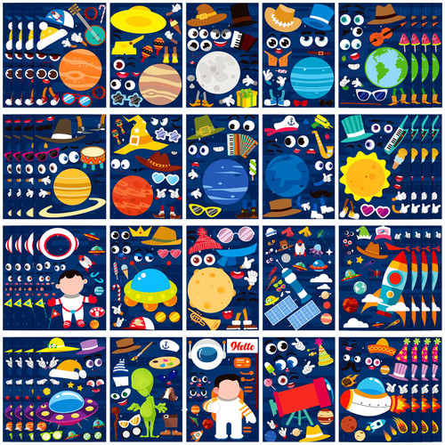 100 Pcs Outer Space Make a Face Stickers Sheets Make Your Own Astronaut Stickers Space Stickers Solar System Stickers Space Themed Party Favors for DIY Space Themed Birthday Party Favors Craft Kit 100 Pcs Outer Space Make a Face Stickers Sheets Make Your Own Astronaut Stickers Space Stickers Solar System Stickers Space Themed Party Favors for DIY Space Themed Birthday Party Favors Craft Kit