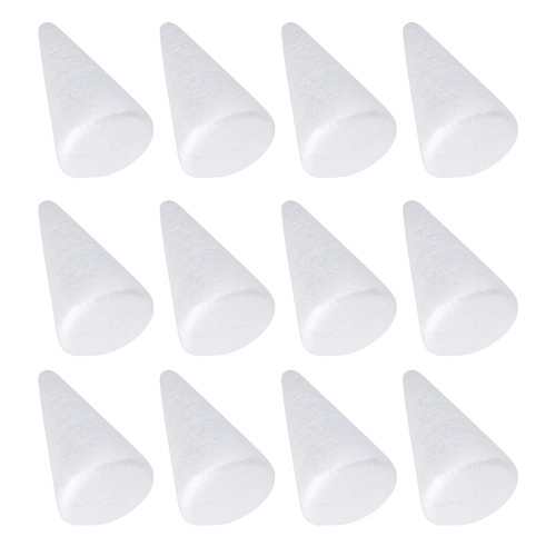Happyyami 12pcs Christmas Foam Cone for DIY Arts and Crafts 15CM White Polystyrene Cone Shapes Small Cones Christmas Tree Crafts Table Centerpiece Decor